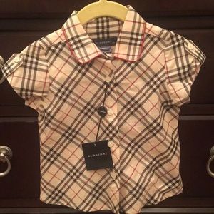 Burberry Toddler Plaid Short Sleeve Blouse 12 mon